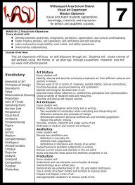 Art Department Grade 7 Visual Arts Curriculum Art Curriculum Art Teacher Resources High School Art Lessons