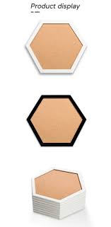 Hexagon Cork Bulletin Combo Board Background Wall Decoration Natural Color  Plastic Frame Memo Mark Board