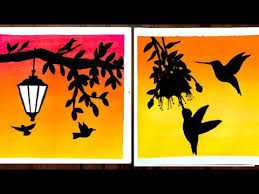 Make a circle sun in the middle of the canvas just above the horizon line. 3 Easy Sunset Painting Ideas For Beginners Poster Colour Painting Ideas Simple Painting Ideas Youtube