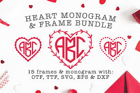 Download Heart Shaped Monogram With 15 Frames Bonus 414560 Other Font Bundles