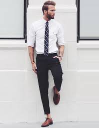 Black And White Pants Outfit Men White Shirt With Black Pant Combination For Business Casual Look Mens Casual Outfits Summer White Shirt Outfits Mens Outfits
