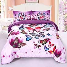 Shop the latest purple comforters & sets at hsn.com. Buy Encoft Purple Butterfly And Flower Comforter Bedding Sets Queen 3 Pcs Girls Beautiful Butterflies And Flowers Bedspread Coverlet Quilt Comforter Sets Girls Butterfly Comforter Full Size Online In Bahrain B07sc12yql