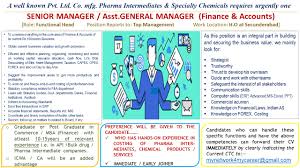 Formulates and administers policies on topics such as evaluates department or division performance through the examination of revenues, costs, sales, service volume, and other. Urgent Openings For Sr Manager Asst General Manager Finance Accounts Secunderabad Pharma Wisdom