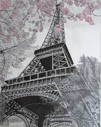 Paris Eiffel Tower Pencil Drawing On Canvas By Littlebitzofart 200 00 Eiffel Tower Drawing Eiffel Tower Painting Paris Art Print
