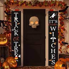 Maybe you would like to learn more about one of these? Amazon Com Halloween Decorations Outdoor Trick Or Treat It S October Witches Halloween Signs For Front Door Or Indoor Home Decor Porch Decorations Halloween Welcome Signs Home Kitchen