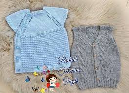 Cok Sik Kahverengi Resimli Anlatimli Bebek Yelek Orgu Modeli Bebek Yelek Bebek Moda