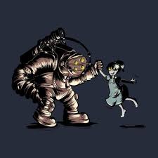 Bioshock Big Daddy And Little Sister Art T Shirts Play With Me Bioshock Fan Art Big Daddy And Little Sister 2k Games Rapture Digital Painting Vecto Art Gaming Vid Bioshock Art Fan Art Bioshock