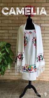 Mexican Dress With Shawl Huipil Dress Embroidery Dress Mexican Dress With Shawl Mexican Dresses