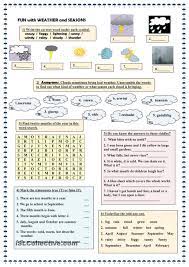 Fun With Weather And Seasons Weather Worksheets Seasons Worksheets English Worksheets For Kids