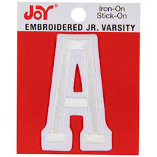 Combine these letters with colorful embellishments like feathers, beads, and buttons for a unique piece of art! White Junior Varsity Letter Iron On Applique A 2 Hobby Lobby 80982755