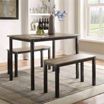 4d Concepts Boltzero 3 Piece Dining Table Set Walmart Com Dining Table Dining Room Sets Dining Set With Bench