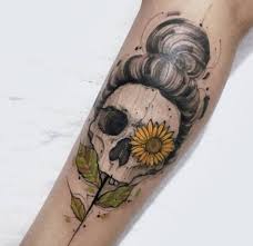 Colorful flowers + skull tattoo. 180 Skull Tattoos For Girls 2021 Meaningful Designs With Cross Bones And Sleeve Ideas