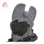 India Black Granite Angel Monument Holding Heart With Roses