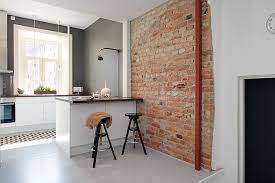 Exposed brick wall in kitchen blue kitchen modern rustic kitchen. Custom Loft Gothenburg 17 Idesignarch Interior Design Architecture Interior Decorating Emagazine