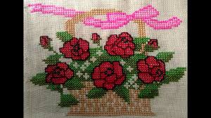 The best cross stitch pattern. Cross Stitch Design With Back Stitch Flower Basket Flower Basket Design For Wall Frame Youtube