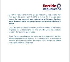 Como era de esperar, el periodista no se quedó de brazos cruzados y le. Jose Antonio Kast Fue Internado Por Complicaciones Del Covid 19