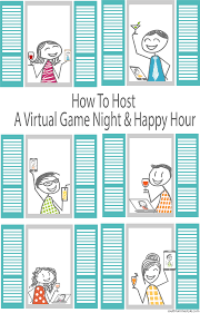 Want to get together with your friends online and drink? How To Host A Virtual Happy Hour Game Night South Lumina Style Game Night Kids Game Night Happy Hour