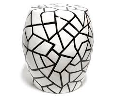Black And White Garden Stool Black And White Crackle Ceramic Garden Stool Mecox Gardens Ceramic Garden Stools Garden Stool Painted Plant Pots