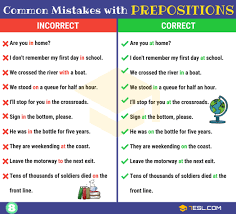 Preposition Errors 130 Common Mistakes With Prepositions 7 E S L Belajar Bahasa Inggris Bahasa