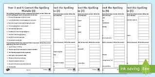 correct the spelling mistakes year 3 spellings worksheets