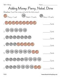 Touch money is a great way to teach your students how to count groups of coins! Adding Penny Nickel Dime Coins Worksheet Have Fun Teaching