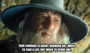 True Courage Is About Knowing Not When To Take A Life But When To Spare One Gandalf The Hobbit The Hobbit Courage Lord Of The Rings