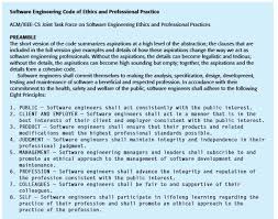 The professional code of ethics and the professional organization that promulgates and enforces it offer this employed professional a measure (some cynics might say. Lists The 8 Code Of Ethics From The Acm And Ieee Chegg Com