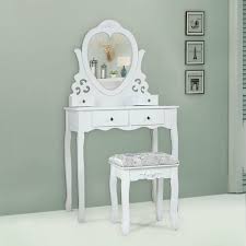 The stool has a really comfortable top. Topcobe Makeup Vanity Set Vanity Table With Stool Makeup Vanity Desk For Bedroom Makeup Table With Heart Shaped Mirror And 4 Storage Drawers White Walmart Com Walmart Com
