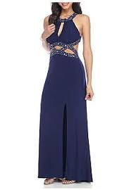 Morgan Co Bead Embellished Cutout Waist Halter Gown With Open Back Halter Evening Dress Halter Gown Beaded Cocktail Dress