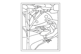 Raven Stained Glass Colouring Page SVG ...