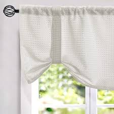 Shop for white eyelet valance curtains online at target. Amazon Com Jinchan Tie Up Valance Curtains For Kitchen Bathroom Waffle Weave Textured Window Treatment Set 50 W X 18 L 1 Panel Off White Kitchen Dining