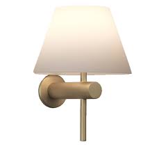 The bath, the sink and the toilet. Astro Roma Bathroom Wall Light Matt Gold Finish With White Shade 1050009 From Easy Lighting