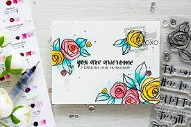 Altenew You Are Awesome I Cherish Our Friendship Bamboo Rose Happy Mail Card By Yana Smakula Postcard Stamps Stamped Cards Altenew Cards