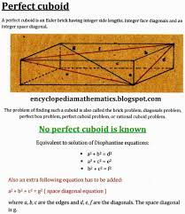 Perfect Cuboid Cuboid Mathematics Encyclopedia