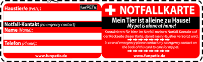 Als scheckkarte, schlüsselanhänger oder sticker erhältlich! Notfallkarte Funpetic