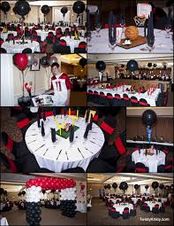 It was created with bright colored polka dots as the background and 16 different basketball kids. Sports Theme Party Decor Sports Themed Party Sports Party Decorations Party Themes