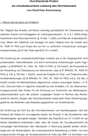 Einen anwalt meines vertrauens habe ich leider nicht, deswegen geht mein. Durchlaufende Posten Als Umsatzsteuerbare Leistung Des Rechtsanwalts Pdf Kostenfreier Download