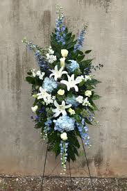 Blue And White Standing Spray Funeral Flowers Hope Flower Blue Delphinium