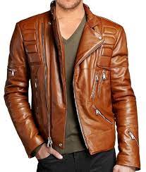 Mens Padded Slimfit Chocolate Brown Motorcycle Leather Jacket Leather Jacket Men Style Leather Jacket Men Stylish Jackets
