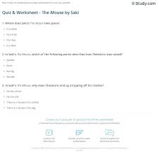 Three years after, minnesota educational computing consortium also known as mecc, produced the game. Quiz Worksheet The Mouse By Saki Study Com