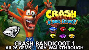 Crash Bandicoot 1 (N.Sane Trilogy) - 100% Full Game Walkthrough - All 26  Gems (Colored Gems & Keys) - YouTube