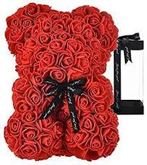 Amazon Com Rose Bear Rose Teddy Bear Best Gift For Valentines Day Anniversary Birthdays Bridal Showers Fu Clear Gift Boxes Bear Valentines Valentine Gifts