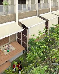 集合住宅にも導入可能な目隠しと通気性抜群のオーニング 窓 日除け ガーデン デザイン オーニング シェード