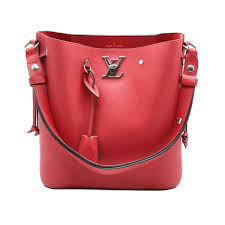 LOUIS VUITTON Red Lockme Bucket Bag