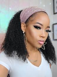 How to apply the headband 1. Natural Black Kinky Curly Headband Wig Headband006 Headband006 180 00 Full Lace Wigs Lace Front Wigs Rpgshow Bold Sexy Hair
