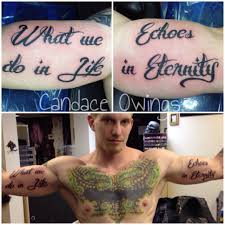 Gladiator What We Do In Life Echoes In Eternity Tattoo Two Lettering Word Tattoos I Did Of A Quote From The Gladiator What We Do In Life Echoes In Eternity Word Tattoos Bicep Tattoo I Tattoo