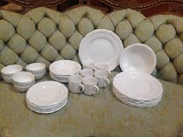 Gibson designs bella blue lavender purple floral stoneware round serving bowl gibson designs china gid257 blue & red flowers pattern set of 5 salad plates. Scarborough Pattern By Gibson Designs 32 Piece Set Complete Mint 1864846880