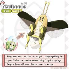 Ronto Dex 049 Bulbeetle Type Bug Electric Species The Light Bulb Pokemon Abilities Levitate Lens Glare H 2 6 W 21 Pokemon Electric Pokemon Bug Electric