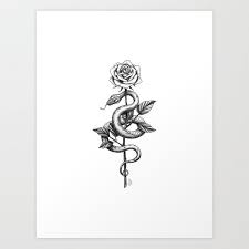 Snake And Rose Art Print By Vicink X Small Inspirational Tattoos Snake Tattoo Design Hand Tattoos