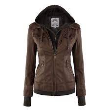 Made By Johnny Mbj Wjc664 Womens Faux Leather Jacket With Hoodie L Coffee Walmart Com In 2021 Faux Leather Jacket Women Jackets For Women Jackets
